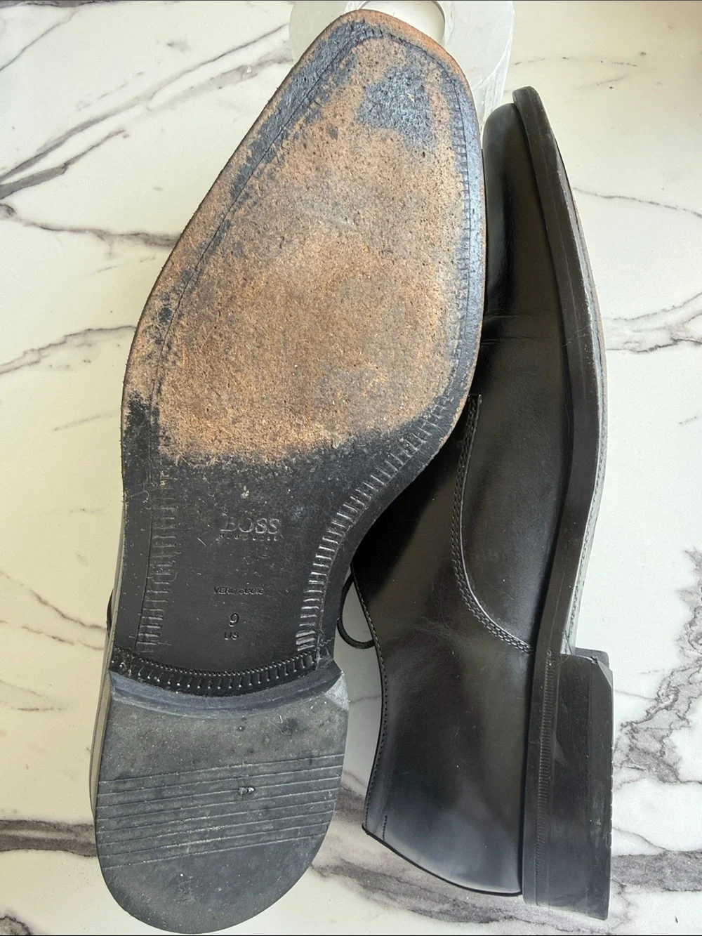Hugo Boss Black Leather Lace-Up Square-Toe Oxfords